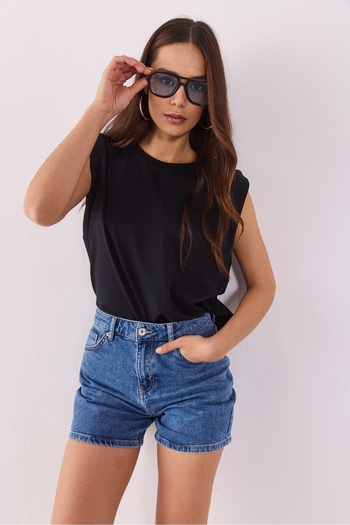 VENA Jolie Bermuda Dark Blue Jean Shorts - Dark Blue