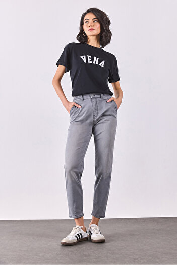 VENA Norah Grey Beli Lastikli Jean Pantolon - GREY