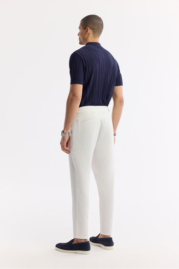 Avva Erkek Beyaz Klasik Bel Viskon Karışımlı Bi-Stretch Carrot Fit Pantolon A51Y3049