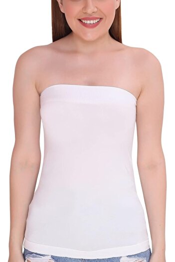 Glamroot Women's/Girl's Strapless Stretchable Long Bandeau Tube Top Camisole - White, One Size