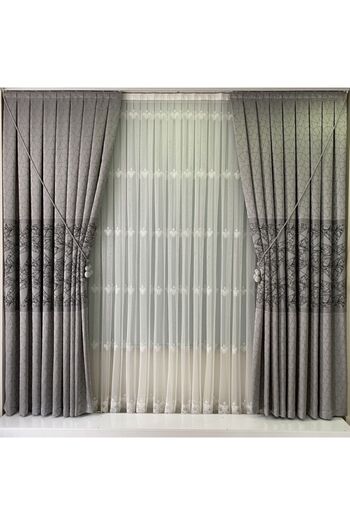 Perde Pendik Gray Black Single Wing Panel Background Curtain
