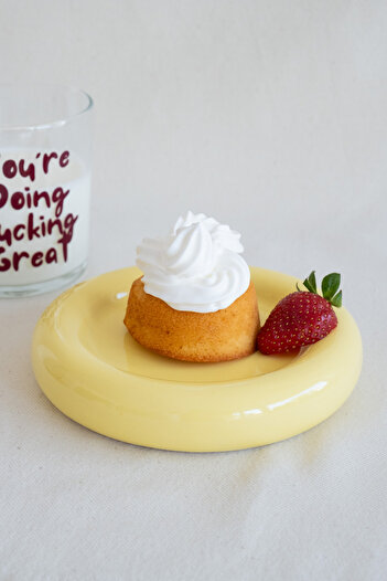 Beige & Stone Ceramic Small Size Yellow Donut Dessert Presentation Plate