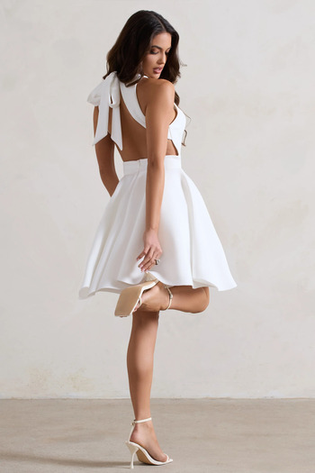 FASHION COCKTAIL Rochie de seară de cocktail cu design cu fustă evazată în formă de patinatoare, cu decolteu din țesătură submersibilă