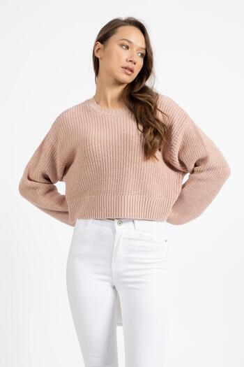RTD&VLD Women's Vt73 Crew Neck Glitter Knitwear Sweater Powder