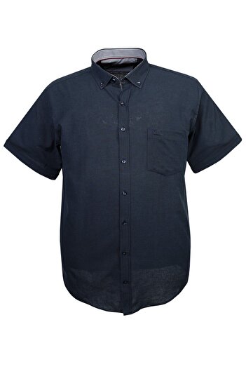 tambattal Plus Size Linen Shirt Short Sleeve Button Collar (Wide Relaxed Fit)
