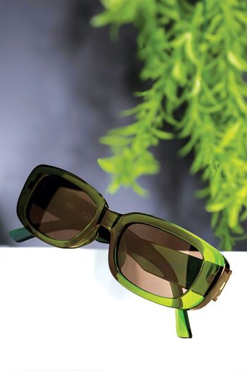 Aqua Di Polo 1987 St Tropez Nights Green Rectangle Women's Sunglasses Apsi001607--50 Ekartman