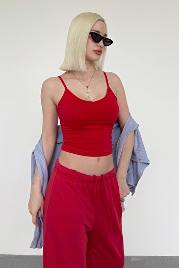 Madmext Red Strap V-Neck Tank Top Mg2454