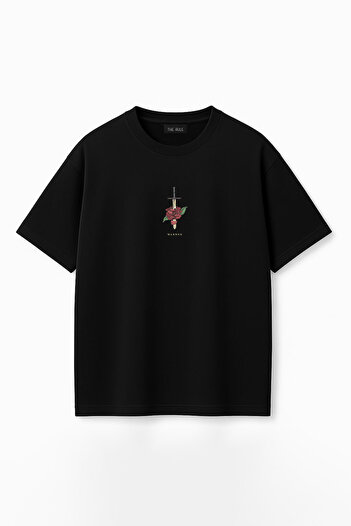 THE RULE Men's Warden Printed Oversize 100% Cotton Wide Cut Soft Textured Crew Neck T-Shirt Rf0509