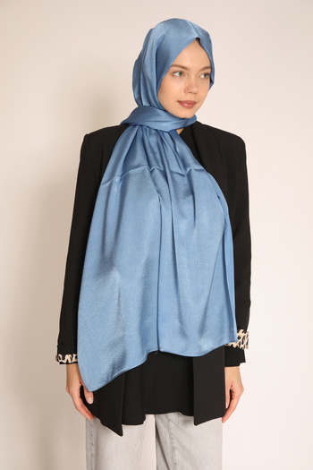 BERCHEM SCARF Akel Plain Aura Blue Silk Shawl