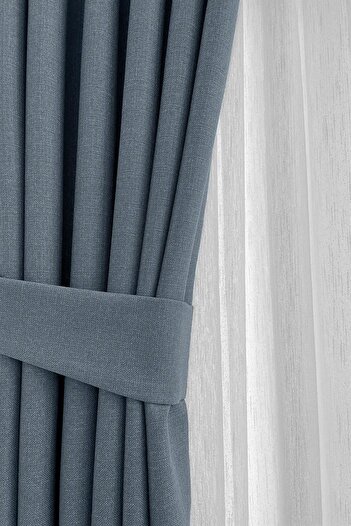 Perde Pendik Cold Blue Nova Linen Background Curtain New Season Suitable for All Rooms (Single Wing)