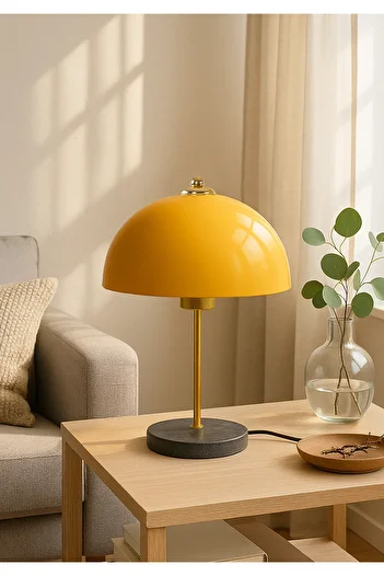 HOMİNG Swiss Yellow Color Gold Body Banker Table Lamp Lampshade