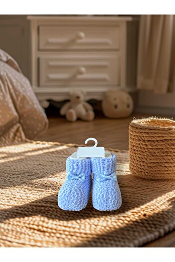 DAPWEAR'S KIDS Özel Üretim Kurdele'li Triko Bebek (Yenidoğan) Patik