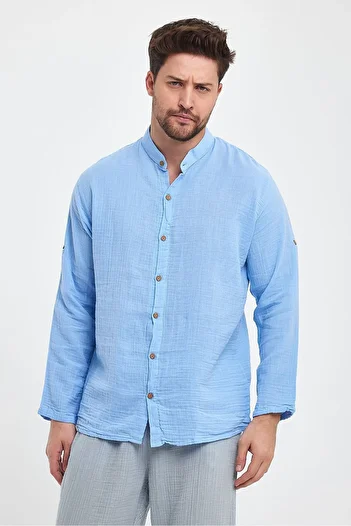 Heaven Ephesus Men's Shirt - Muslin Judge Collar Long Sleeve Shirt - 4050