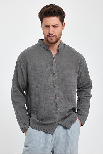 Heaven Ephesus Men's Shirt - Muslin Judge Collar Long Sleeve Shirt - 4050