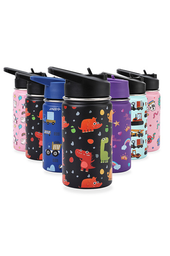 Lawazim Stainless Steel Kids Water Bottle - 12oz Insulated Bottle with Leak-Proof Lid