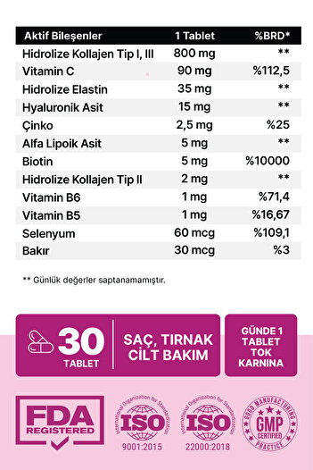 anocin BEAUTY MİX COLLAGEN TİP I,II,III +ELASTİN,BİOTİN,ZİNC, VİTAMİN C, SELENYUM, HYALURONİC ACİD, KOLAJEN