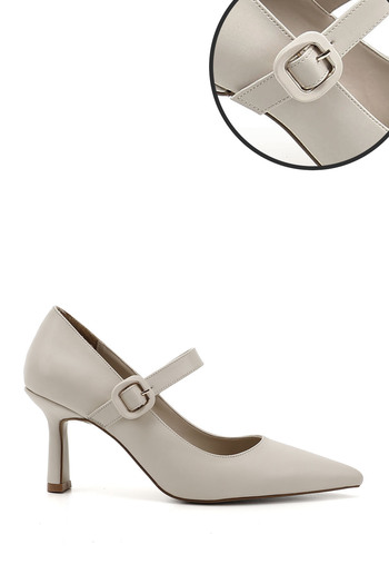 GÖNDERİ(R) Women / Girls Skin Pointed Toe Goblet Heel Mary Jane Shoes