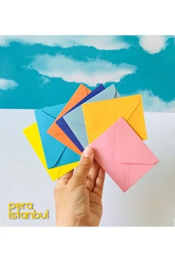 Pera İstanbul 100 Pieces 70X90Mm Gift Wishes - 10 Different Colors Birthday Envelopes
