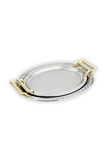 Schafer Ela 2 li Oval Çay Tepsisi-Platin02