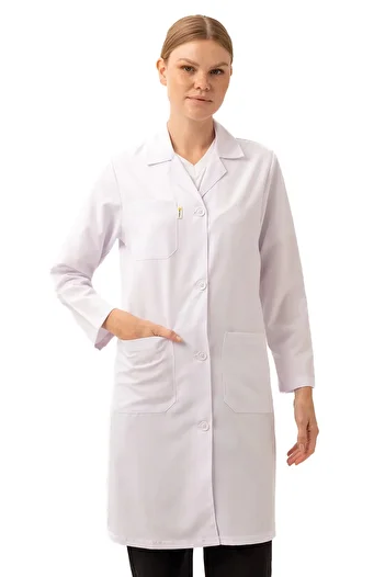 Kardelen İş Elbiseleri Cordata Women's White Doctor Nurse Lab Coat Stylish Durable and Comfortable
