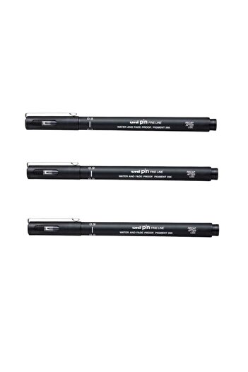 UNİ-BALL Uniball Pin (0.9) Fine Line Acrylic Nib Pen Black (Three Pieces)