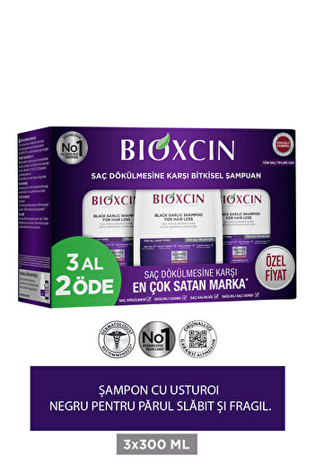 Bioxcin Șampon Bıoxcin Black cu usturoi Cumpărați 3 Plătiți 2 Pachet de 2