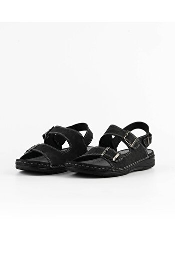 DR KLOMPA Men's Comfortable Black Sandals Orthopedic Sole