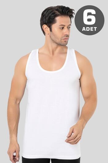 Arma Yıldız Men's White Singlet 6 Pack 100% Cotton Combed Comfortable and Regular Fit Underwear
