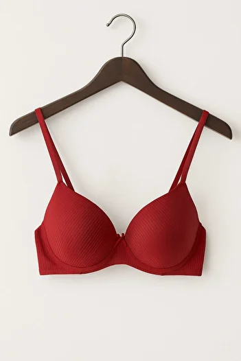 enmodaiçgiyim Burgundy Striped Supported Women's Bra