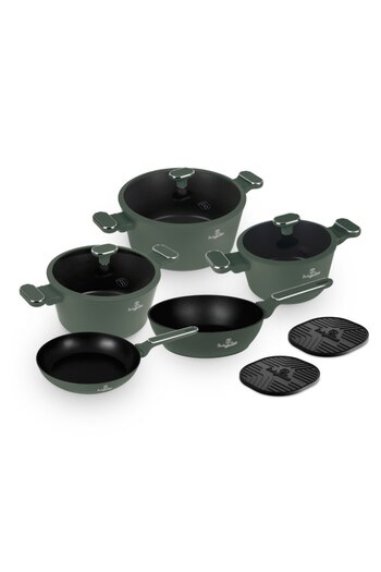 Berlinger Haus Sada nádobí s titanovým povrchem 10 ks Matte green Collection
