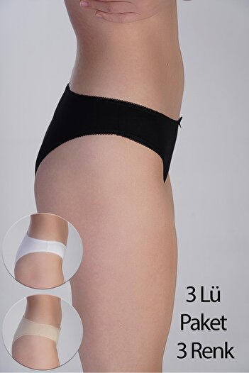 cotonhause Cotton Combed Brazilian Panties Black-White-Skin 3 Pack 365005