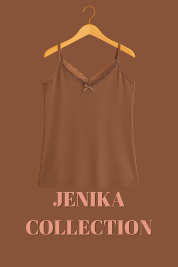 JENİKA Taupe Color Cotton Thread Strap Women's Tank Top