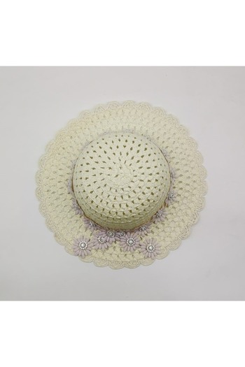 By Piera Girl's Flower Detail Straw Hat 8804