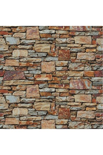 media Self-adhesive and washable wall mural Various brown and gray stones wall, 220 x 135 cm