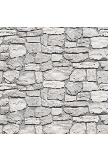 media Photo wallpaper Wall of various stones light gray, 250 x 200 cm