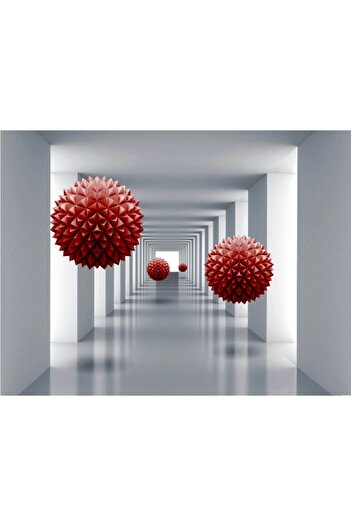 media Self-adhesive and washable wall mural Tunnel with red balls, 220 x 135 cm