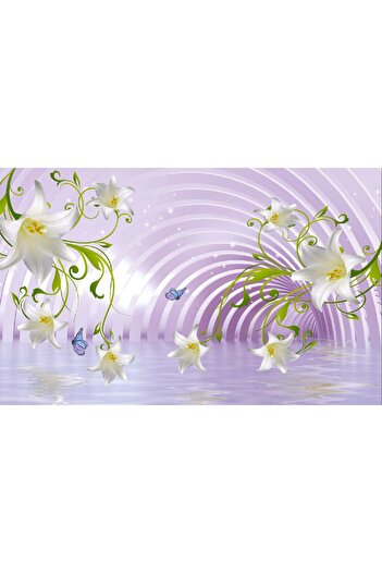 media Self-adhesive and washable wall mural White lilies and arches, 270 x 200 cm