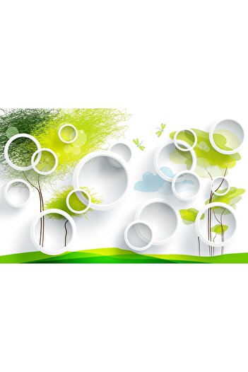 media Self-adhesive and washable wall mural Trees and circles, 270 x 200 cm