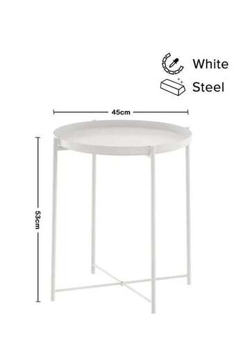 Generic ZENHOME Round Steel Table White 45x53x45cm
