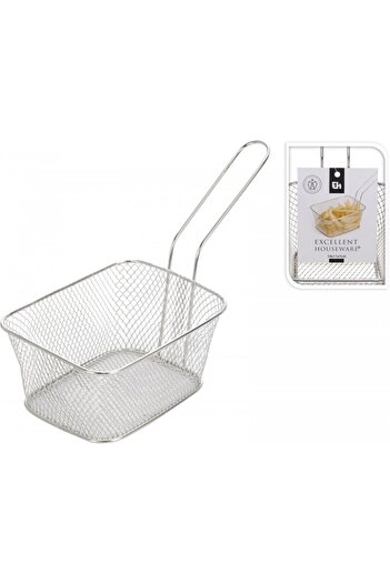 Excellent Houseware Silver potato serving basket, chrome steel, 14x10x7 cm, handle 10 cm