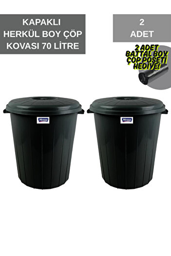 Lider 70 Liter Hercules Dustbin Dark Anthracite 2 Pcs