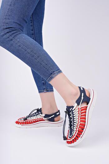 Aymood Elastic Lace-Up Unisex Summer Men's Sandals Women's Slippers Woven Design Beach Sandals Nef