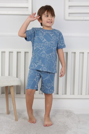 bunny hopp Set pijamale băieți cu pantaloni scurți – 100% bumbac – cu model – vară – 3-8 ani