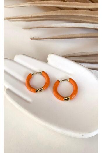JustGAF Orange Color Steel Hoop Earrings