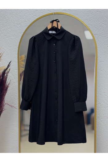 MİHRA STORE Veluna Λεπτομέρεια με κορδόνι ώμου Tunik-AS5857 Μαύρο