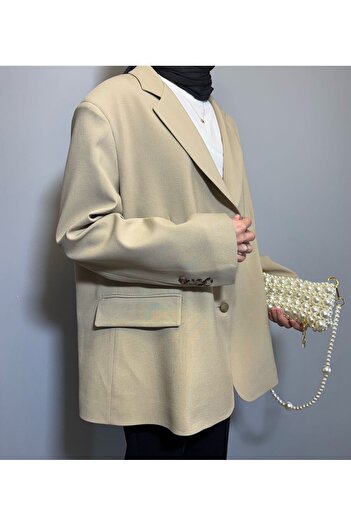 BEYBACO Oversize Cut Double Slit Lined Blazer Jacket - Blazer Jacket - Oversize Jacket