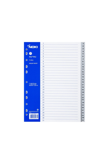 Noki A4 Separator, 1-31 Figures, for Regular Archiving, Long Lasting