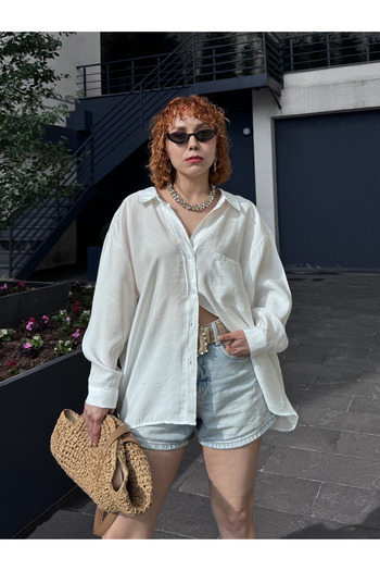 Bak'ap Premium Modal Summer Oversize White Shirt