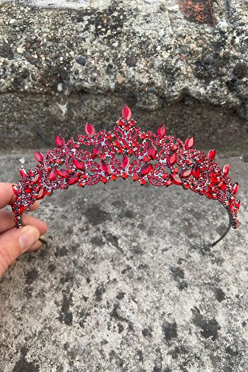 Hobigram Clara Red Bridal Henna Crown Special Occasion Accessory Women's Crown Hair Accessory