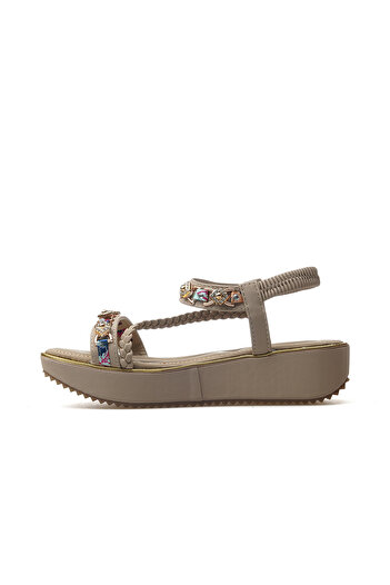 Guja Women's Stone Detailed Daily Sandals Shoes 25Y 25Y121-4 Z Beige